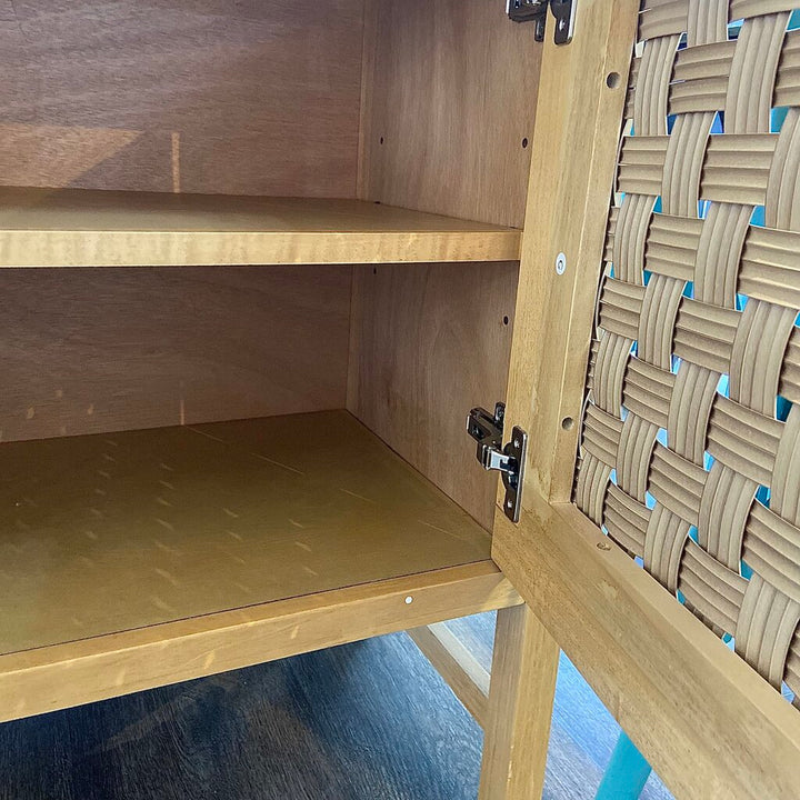 Orig. Price $300 - Console Table w/ Woven Doors