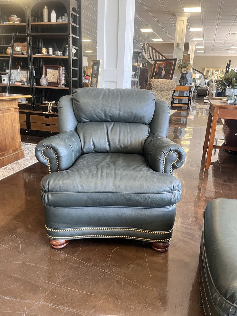 Leather Armchair w/ Ottoman