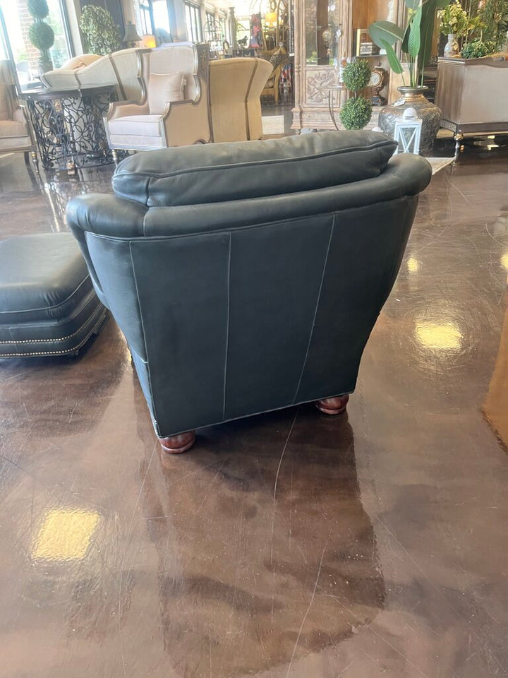 Leather Armchair w/ Ottoman