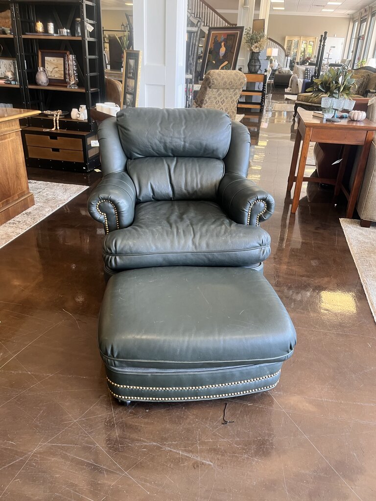 Leather Armchair w/ Ottoman