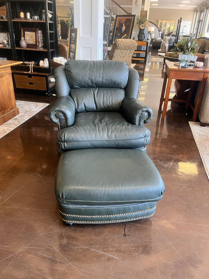 Leather Armchair w/ Ottoman