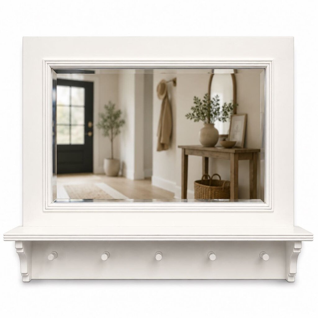 Entry Wall Mirror with Hooks