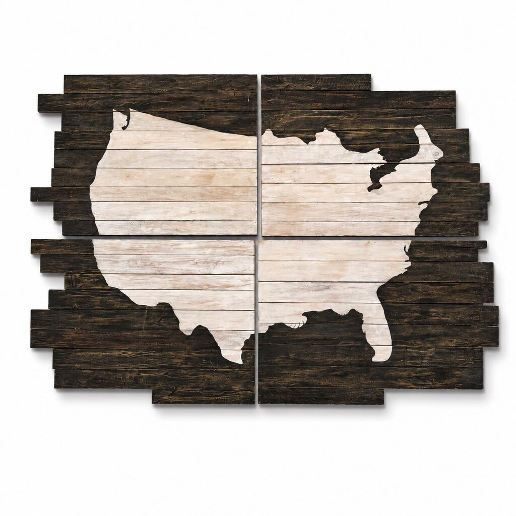 Orig. Price $500. - USA Map Wooden Plank Wall Decor