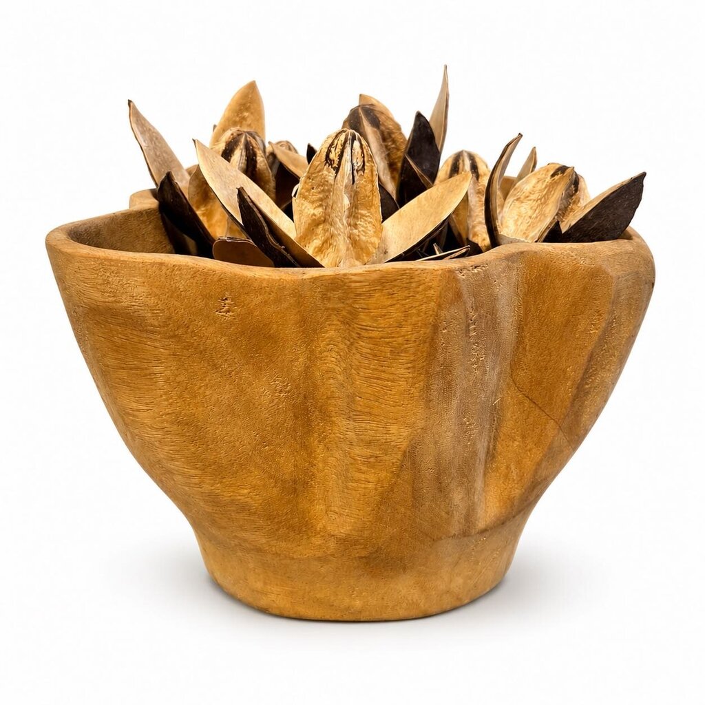 Wooden Flowers in Wood Bowl