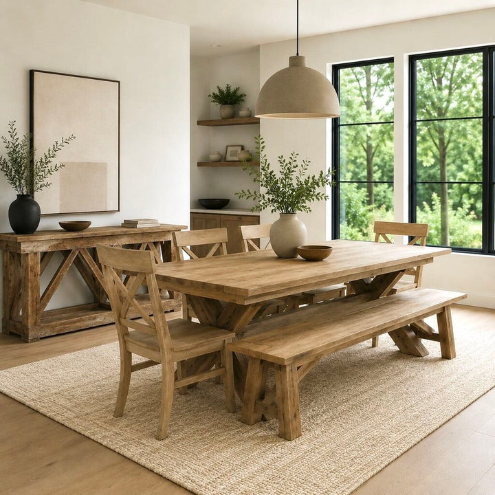 Orig. Price $3200 - Toscana Dining Table with 4 Chairs and Bench