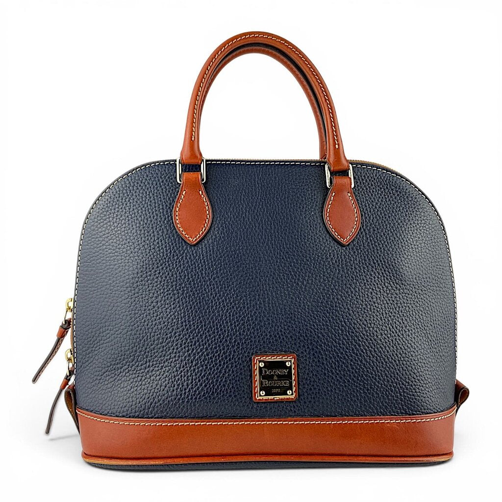 Pebble Grain Leather Zip Satchel