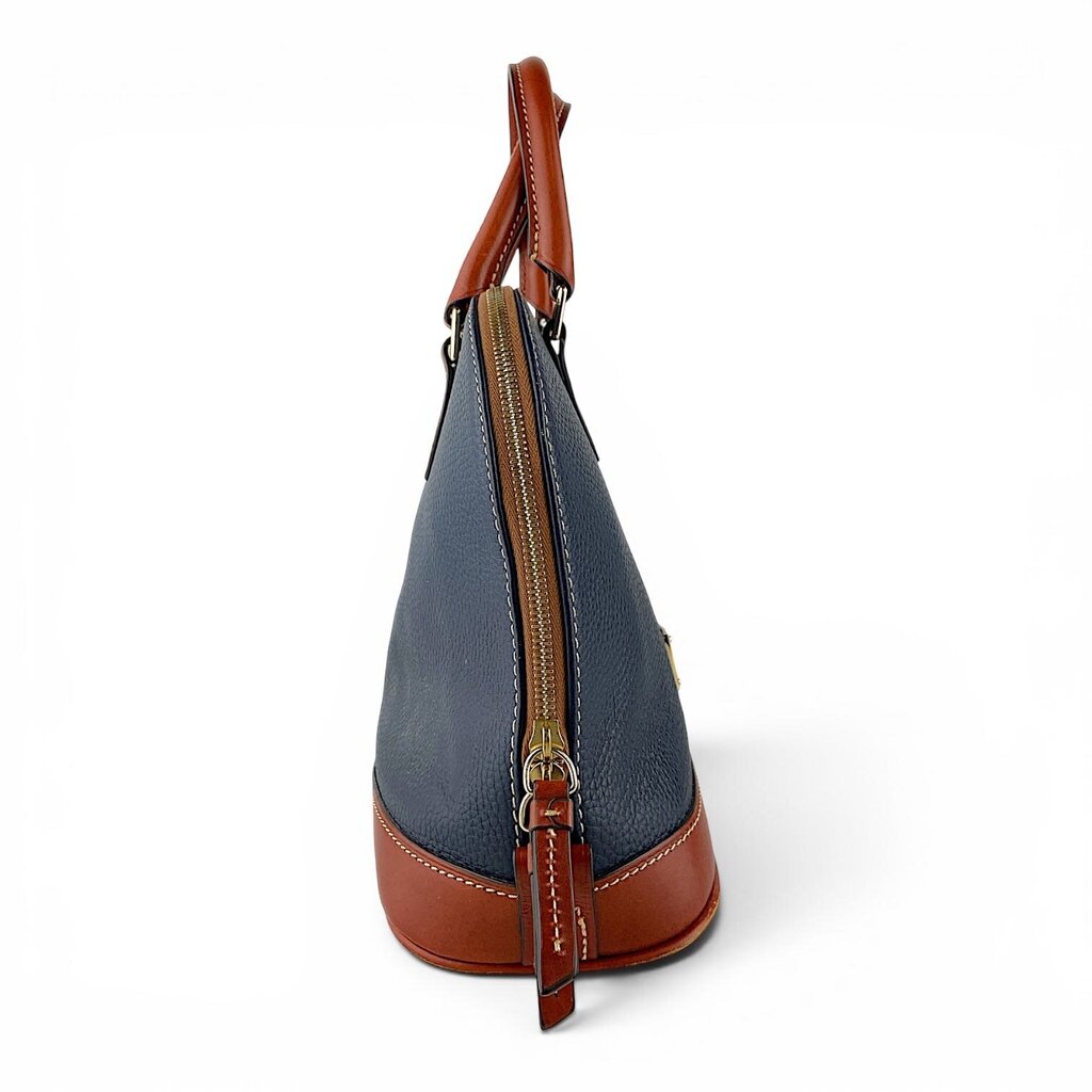 Pebble Grain Leather Zip Satchel