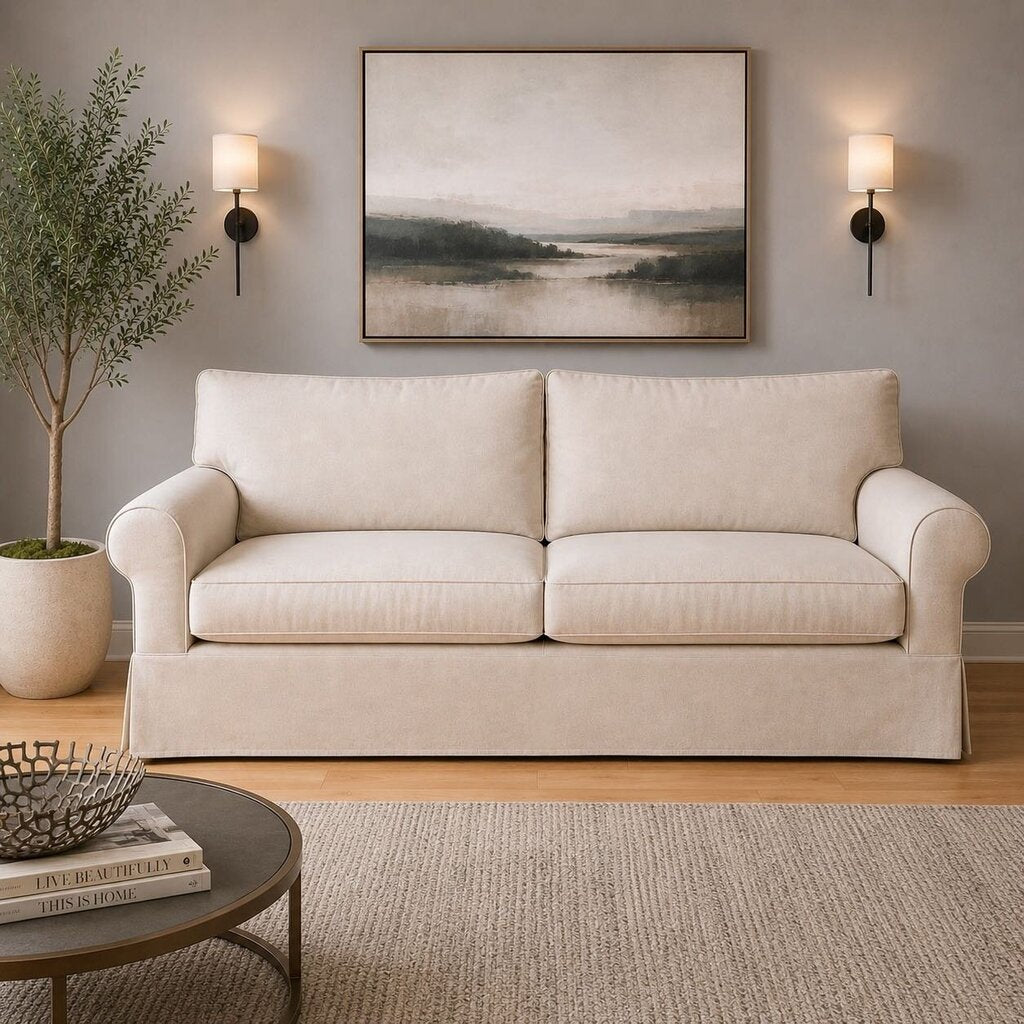 Orig. Price $2,499 - Buchanan Roll Arm Slipcovered Sofa