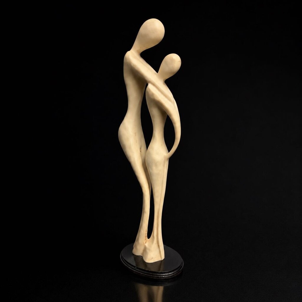 Man & Woman Sculpture on Wooden Base