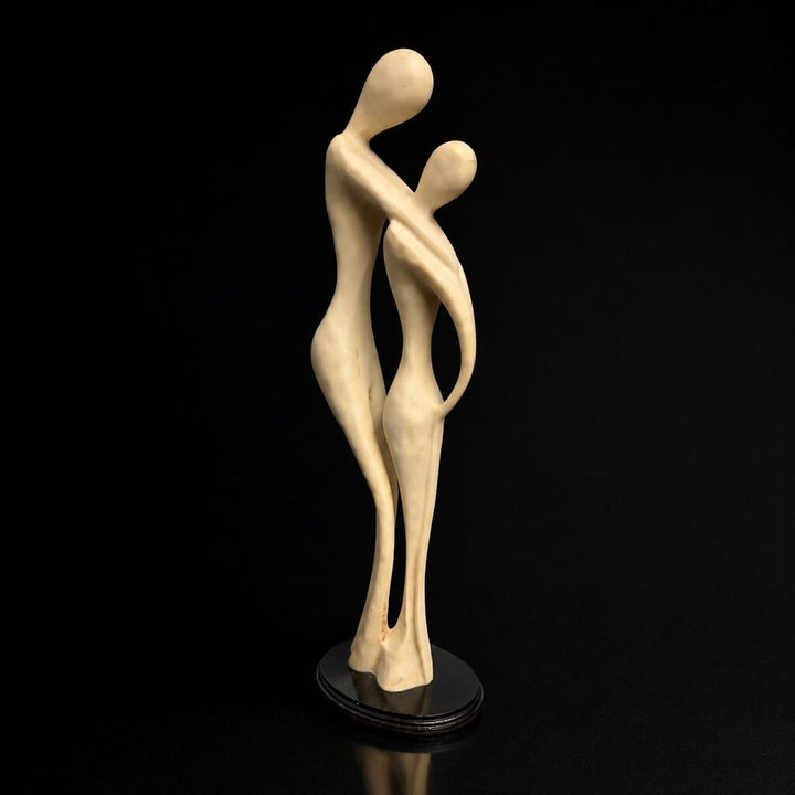 Man & Woman Sculpture on Wooden Base