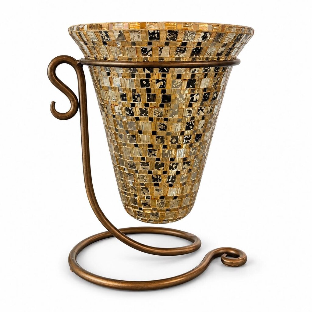 Mosaic Tile Glass Vase in Stand