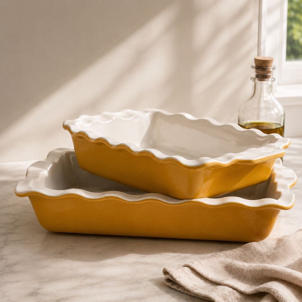 Pair of Ruffled Edge Bakers