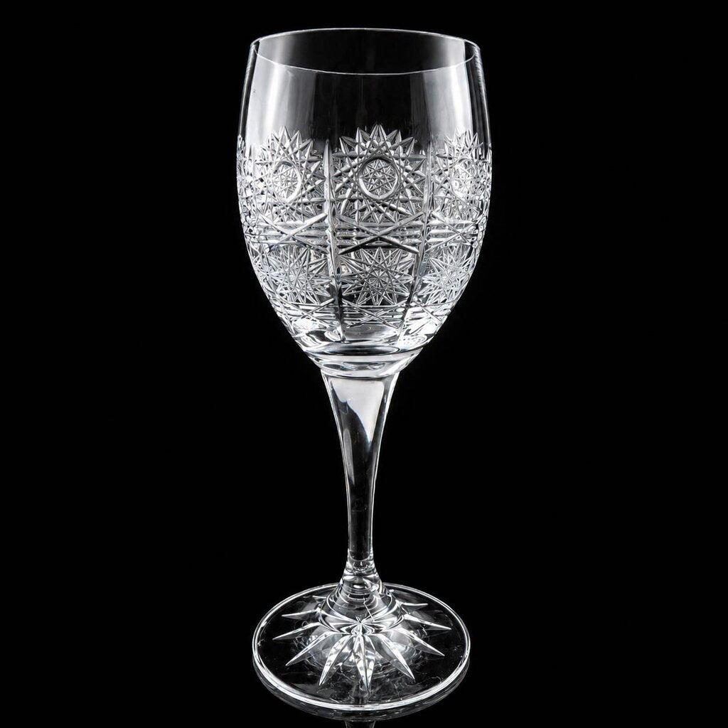 Orig. Price $1000 - Set of 5 Prague Crystal Wine Glasses