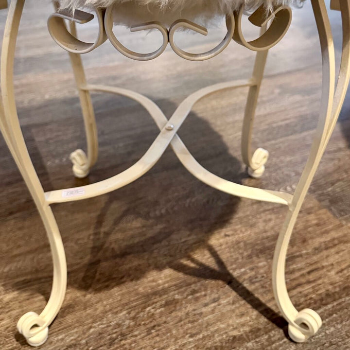 Sheepskin Fuzzy Seat Iron Stool