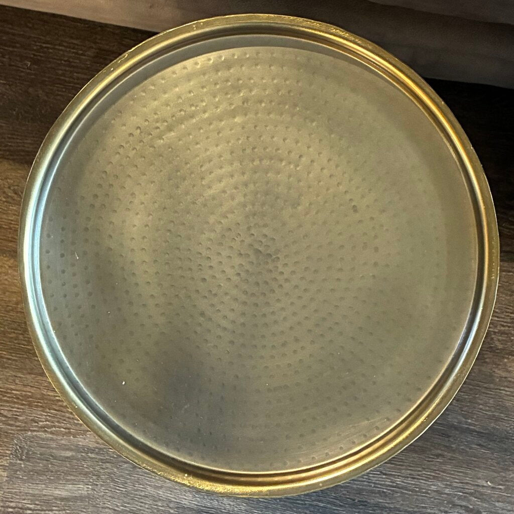 Hammered Brass Drum Side Table