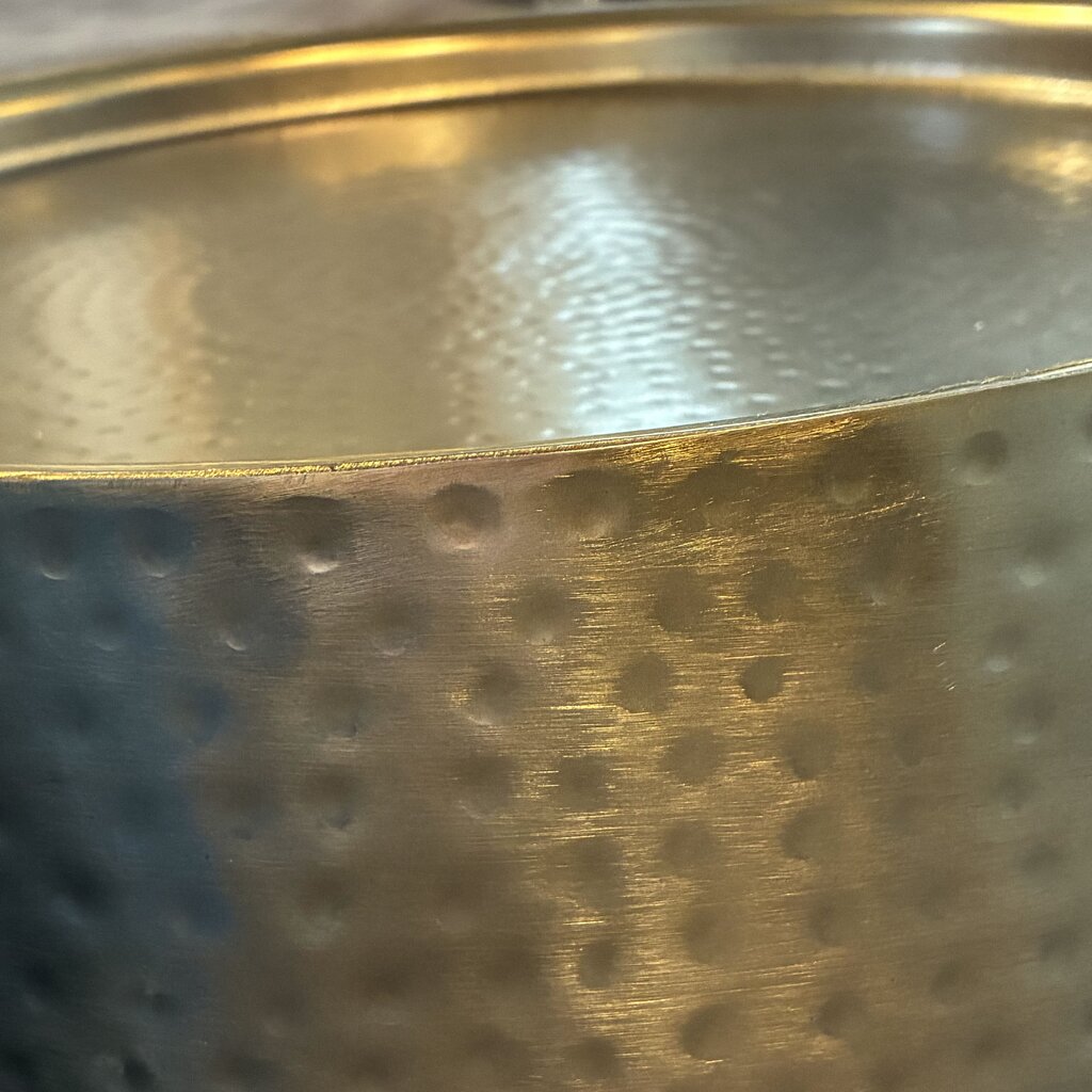Hammered Brass Drum Side Table