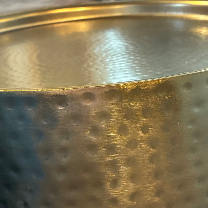 Hammered Brass Drum Side Table