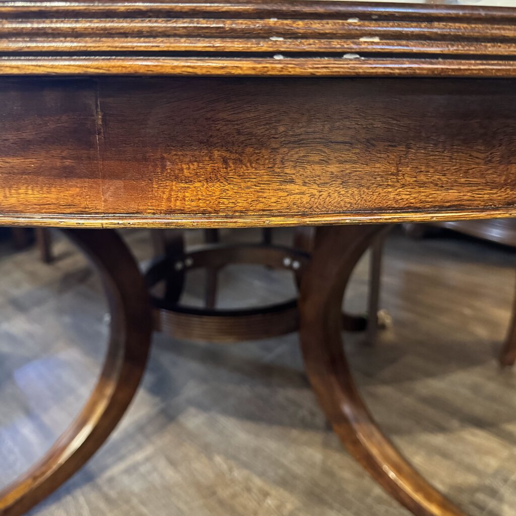 Round Pedestal Dining Table w/ Glass Top