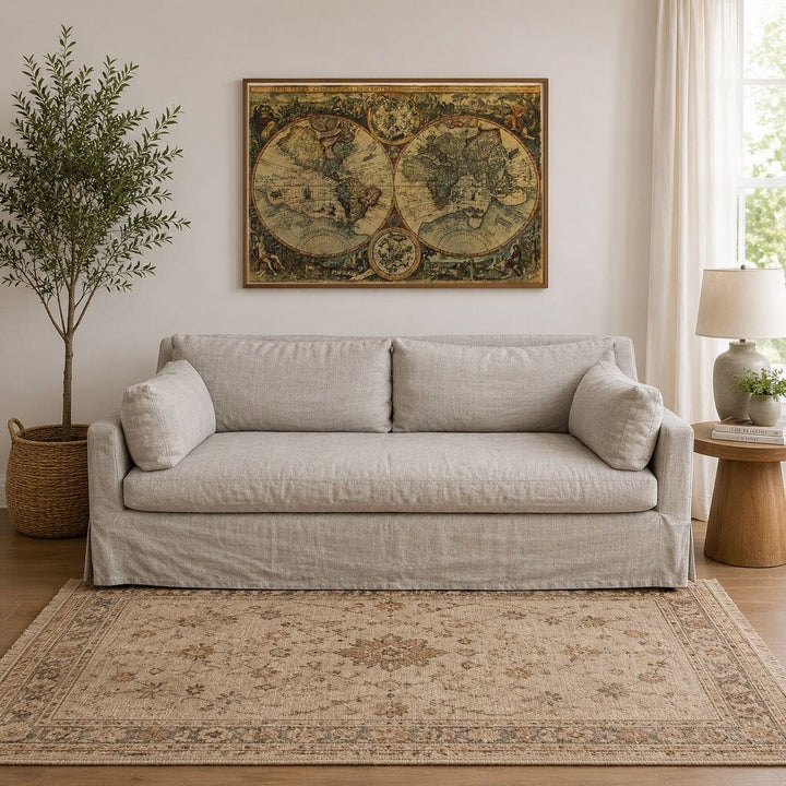 Orig. Price $6000 - Belgian Slope Arm Slipcovered sofa