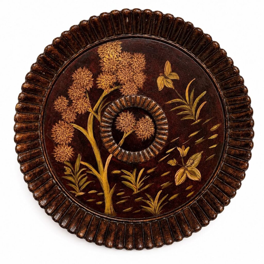 Large Floral Painted Centerpiece Plate