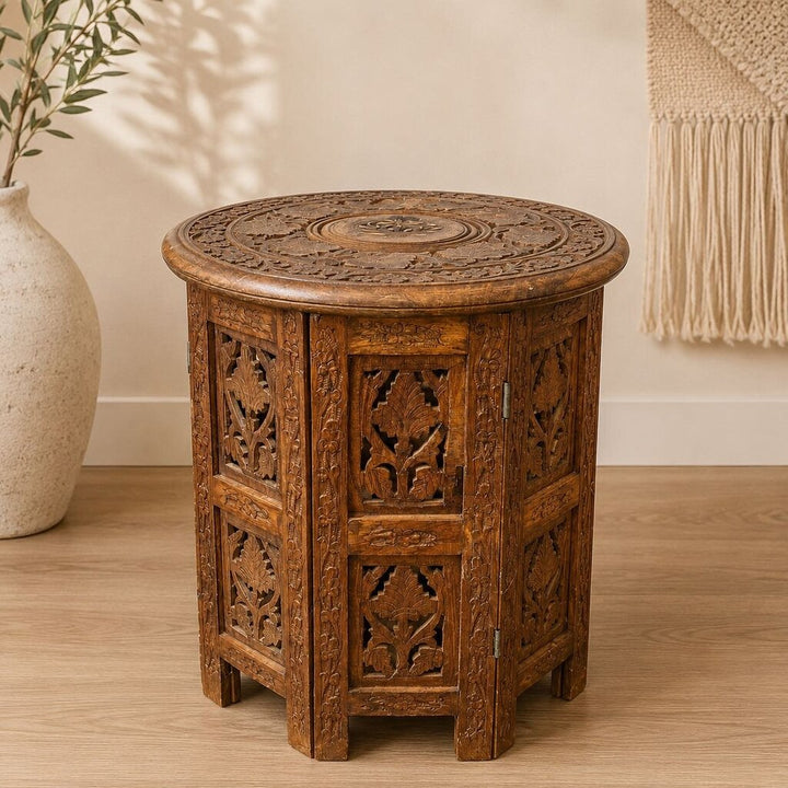 Carved Wooden Accent Table