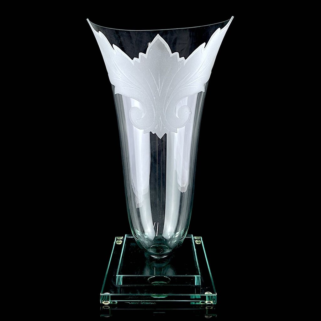 Pedestal Frosted Art Glass Vase