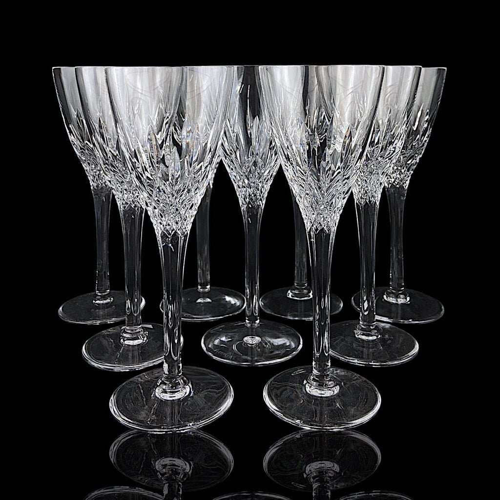 Set of 9 Crystal White Wine Glasses -Madison