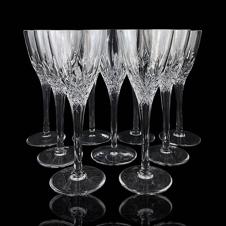 Set of 9 Crystal White Wine Glasses -Madison