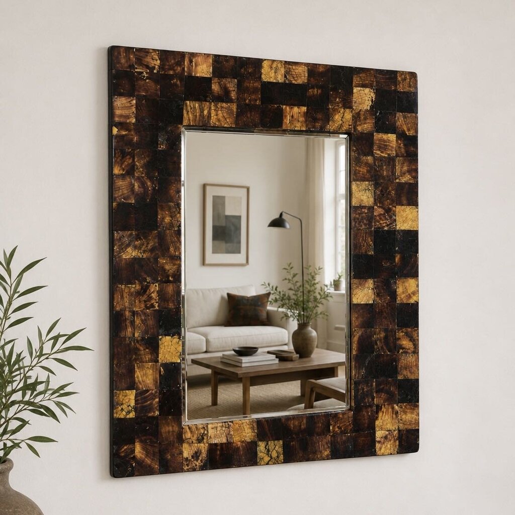 Tortoise Shell Tile Framed Mirror