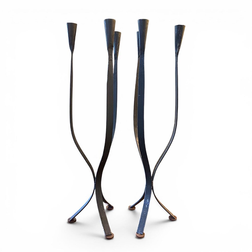 Pair of Iron Trio Candlesticks
