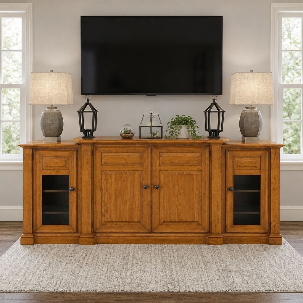 3 Piece Solid Wood Media Console w/ TV Lift