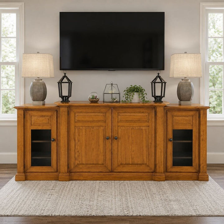 3 Piece Solid Wood Media Console w/ TV Lift