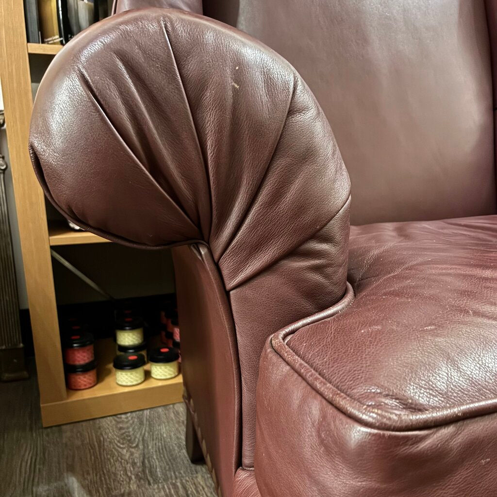 Orig. Price $1,800 - Custom Leather Wingback Armchair