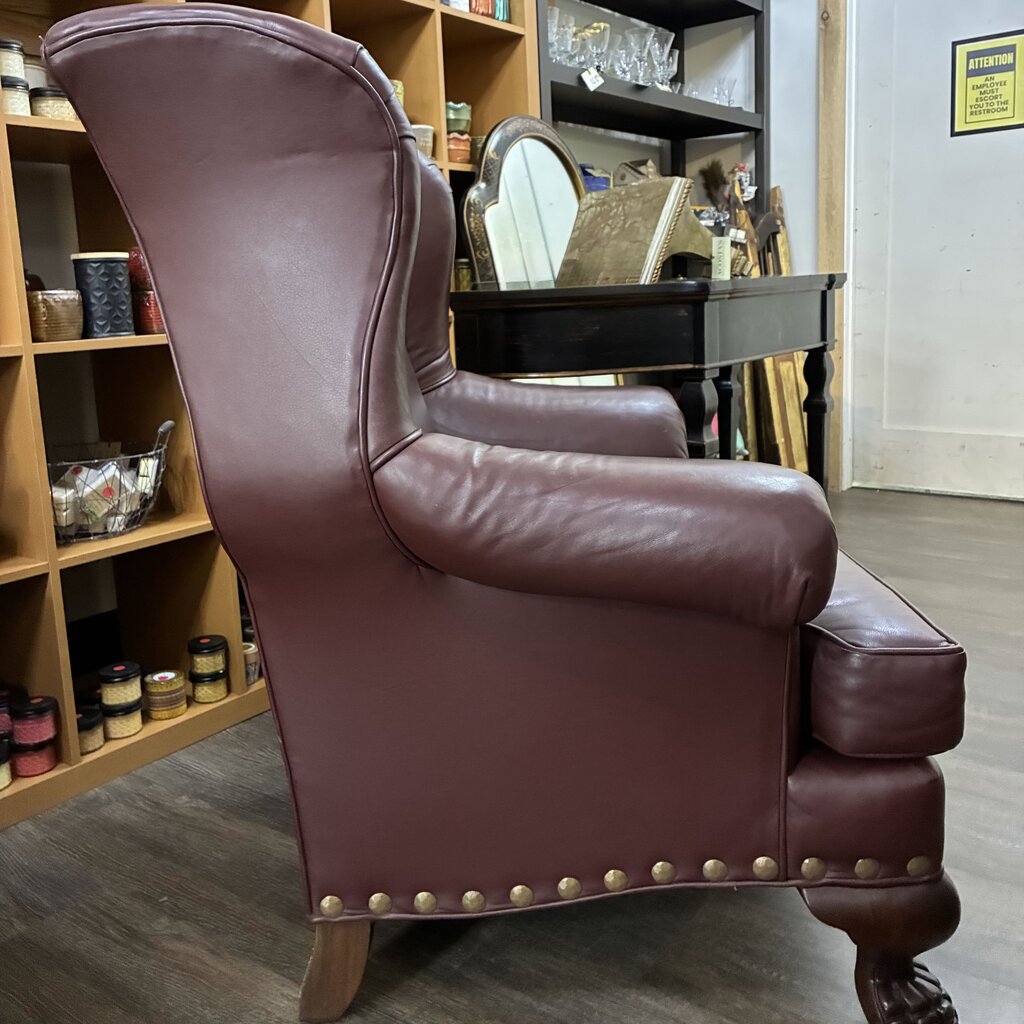 Orig. Price $1,800 - Custom Leather Wingback Armchair
