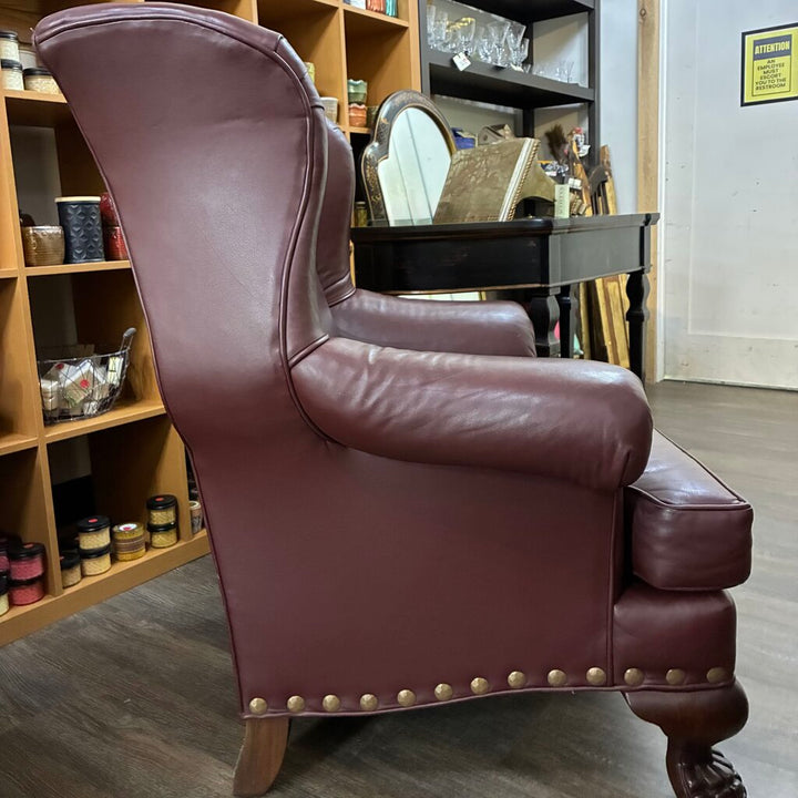 Orig. Price $1,800 - Custom Leather Wingback Armchair