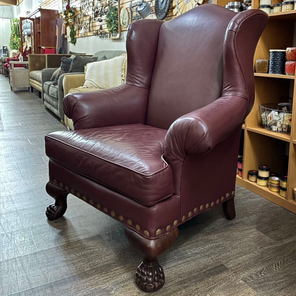 Orig. Price $1,800 - Custom Leather Wingback Armchair
