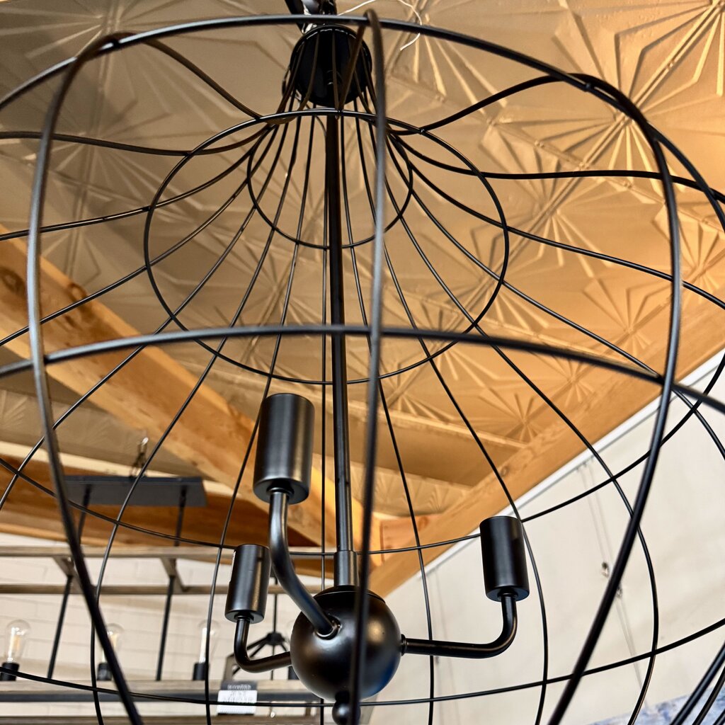 Orig. Price $450 - 3-Light Iron Basket Drop Pendant Light