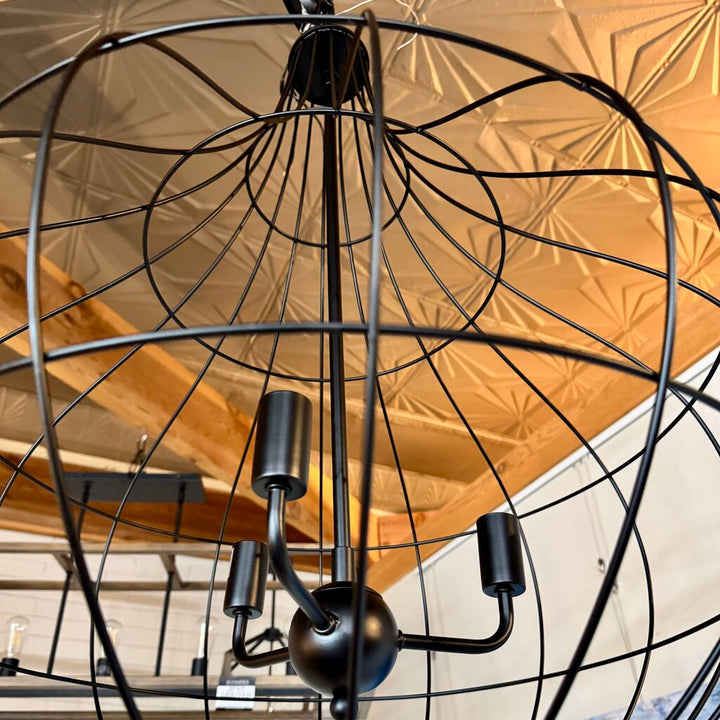 Orig. Price $450 - 3-Light Iron Basket Drop Pendant Light