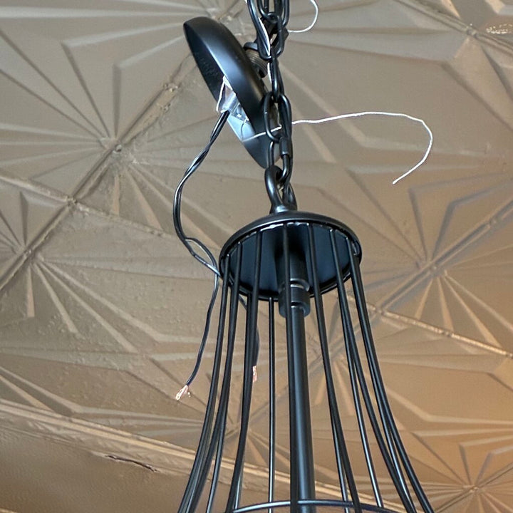 Orig. Price $450 - 3-Light Iron Basket Drop Pendant Light