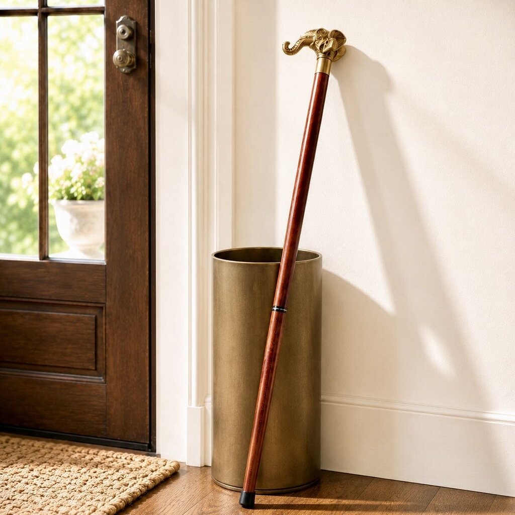 Brass Elephant Handle Cane