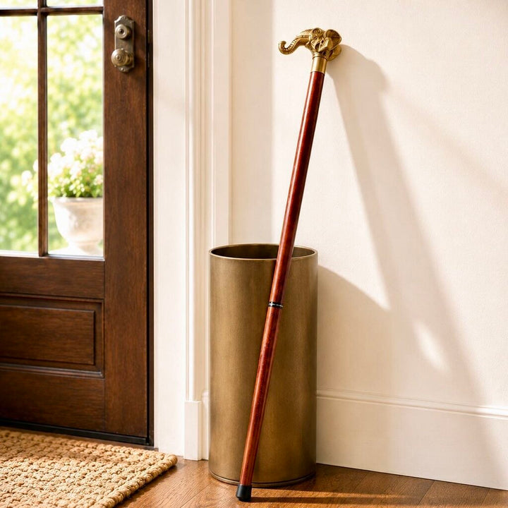 Brass Elephant Handle Cane