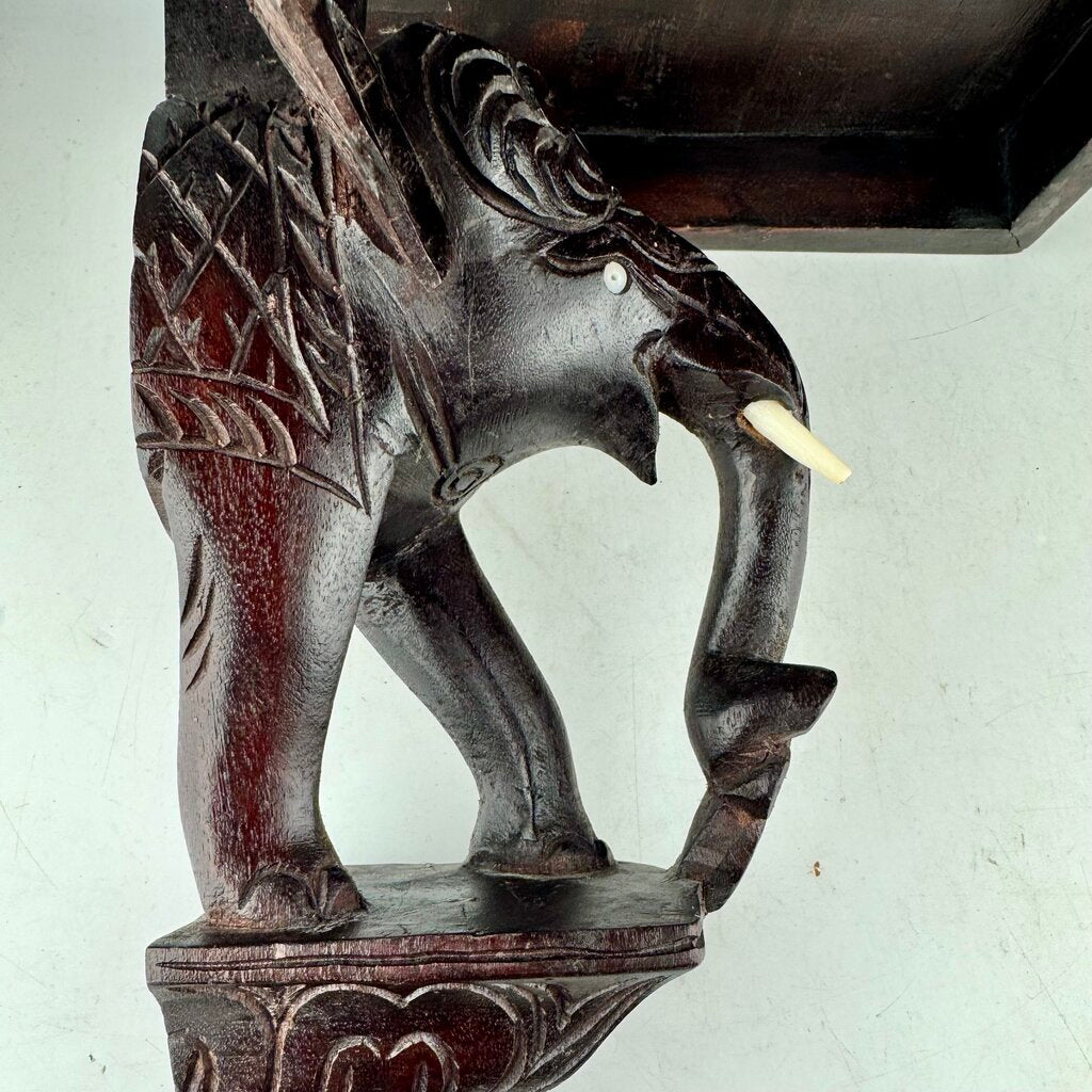 Wooden Carved Elephant Wall Shelf