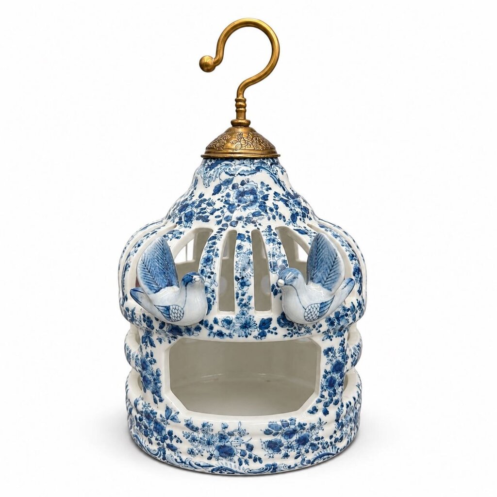 Ceramic Floral Bird Cage Decor