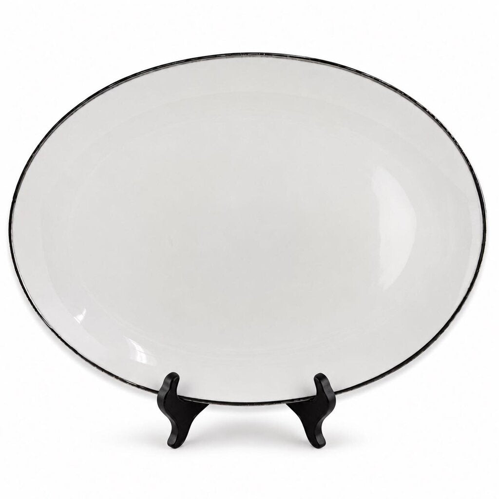 China Serving Platter - Silver Rimmed