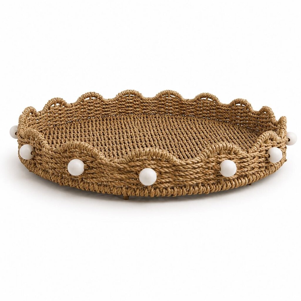 Scalloped Woven Lazy Susan