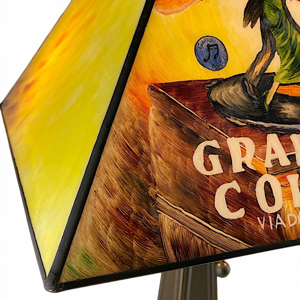 Painted Phonograph Tiffany Style Lamp
