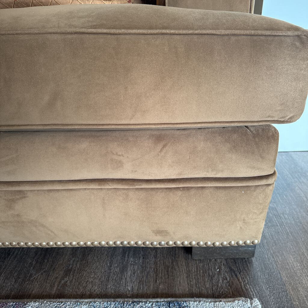 Suede Godfrey Sofa w/ 2 Accent Pillows