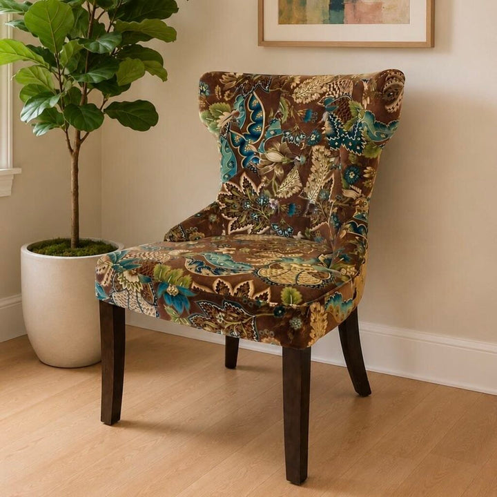 Microsuede Peacock Hourglass Chair w/ Nailhead Trim