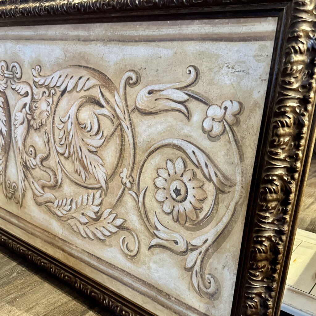 Orig. Price $900 -Floral Scroll Textured Canvas