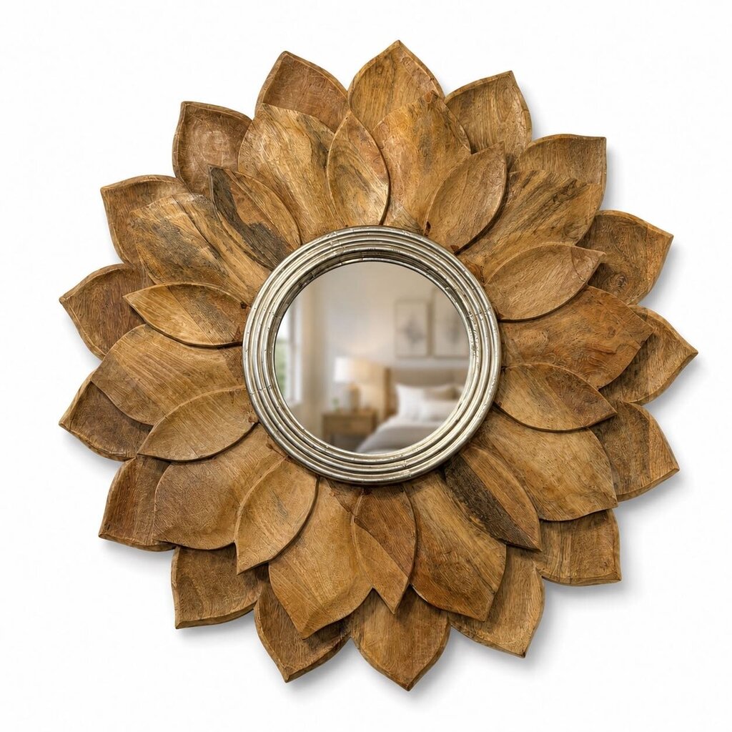 Wooden Flower Framed Mirror